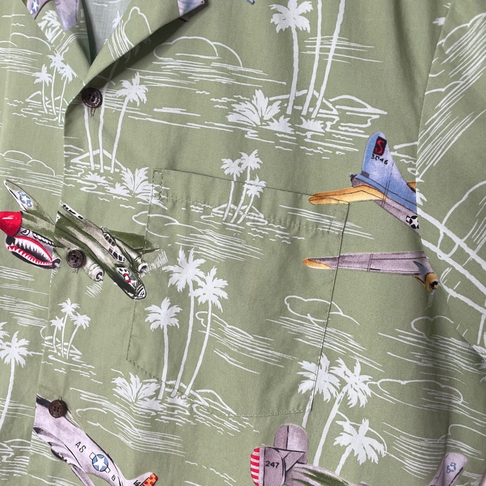 RJC Hawaiian Shirt Vintage Inspired Planes Made in USA Mens Size L